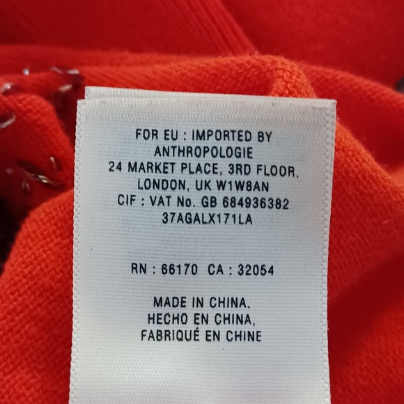 Anthropologie HWR Monogram Womens Sz S Red Beaded Cardigan Sweater Christmas‎ - Picture 4 of 11